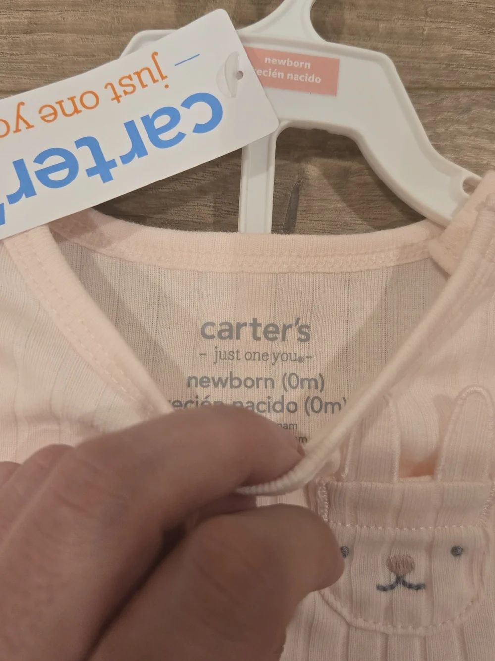 NWT Carter's Baby Pink Ribbed 2-Piece Bunny Pocket Outfit Set NB 2 sets TWIN SET